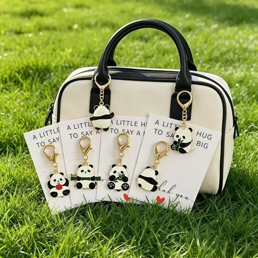1/5/10/20/50/100pcs Assorted Cute and Mischievous Panda Keychains - Inspirational Pocket Hug Cards - Perfect Gift for Panda Love