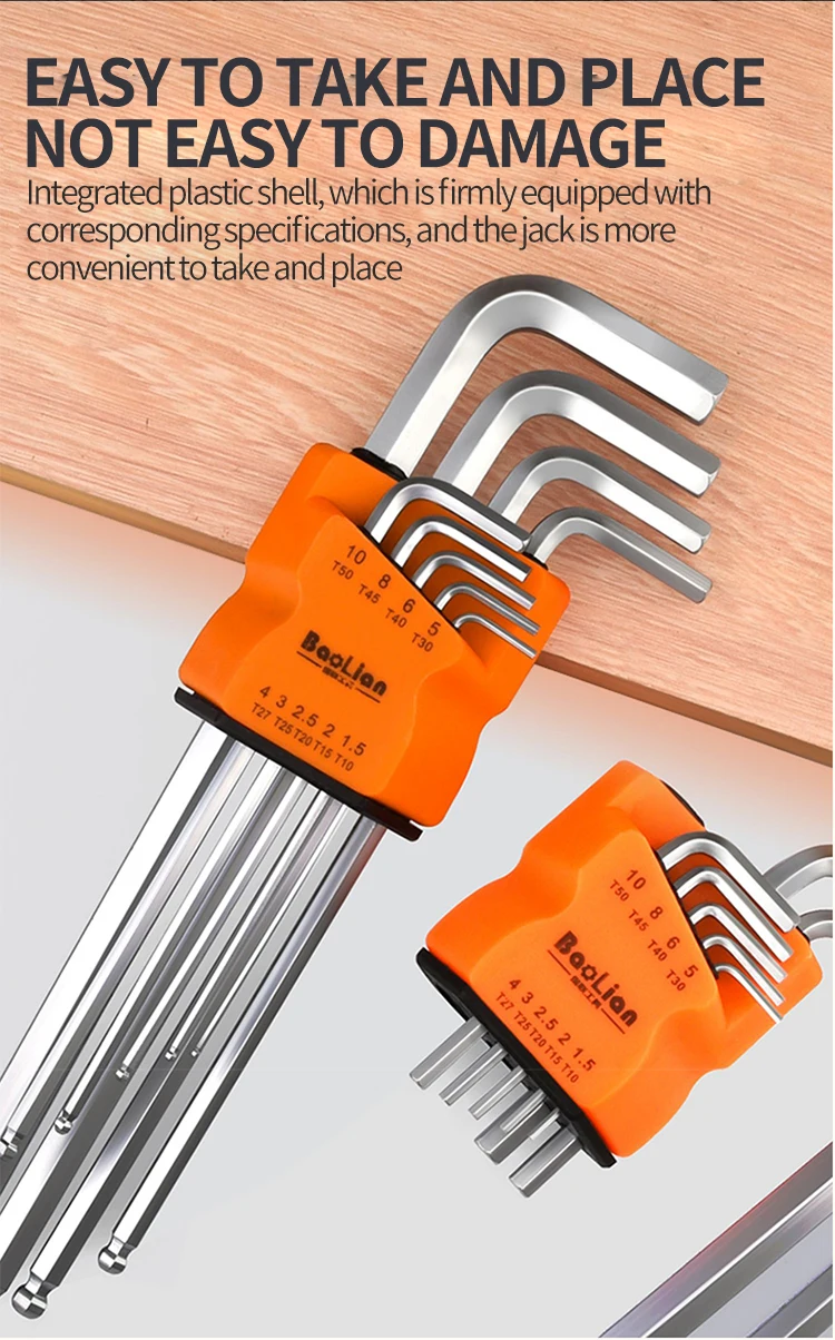 9-teiliges Torx-Sternschlüssel-Set, Inbusschlüssel, Sechskantschlüssel, Schlüsselsatz, Pflaumenblüte, Dual-End, L-Typ, Sternschraubendreher, Handreparaturwerkzeug – Detail 2