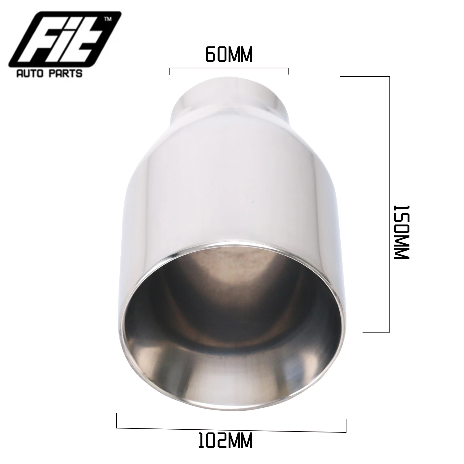 Car Exhaust Pipe Modification Exhaust Tip 60mm IN 102mm OUT Stainless Steel Auto Muffler Tailpipe