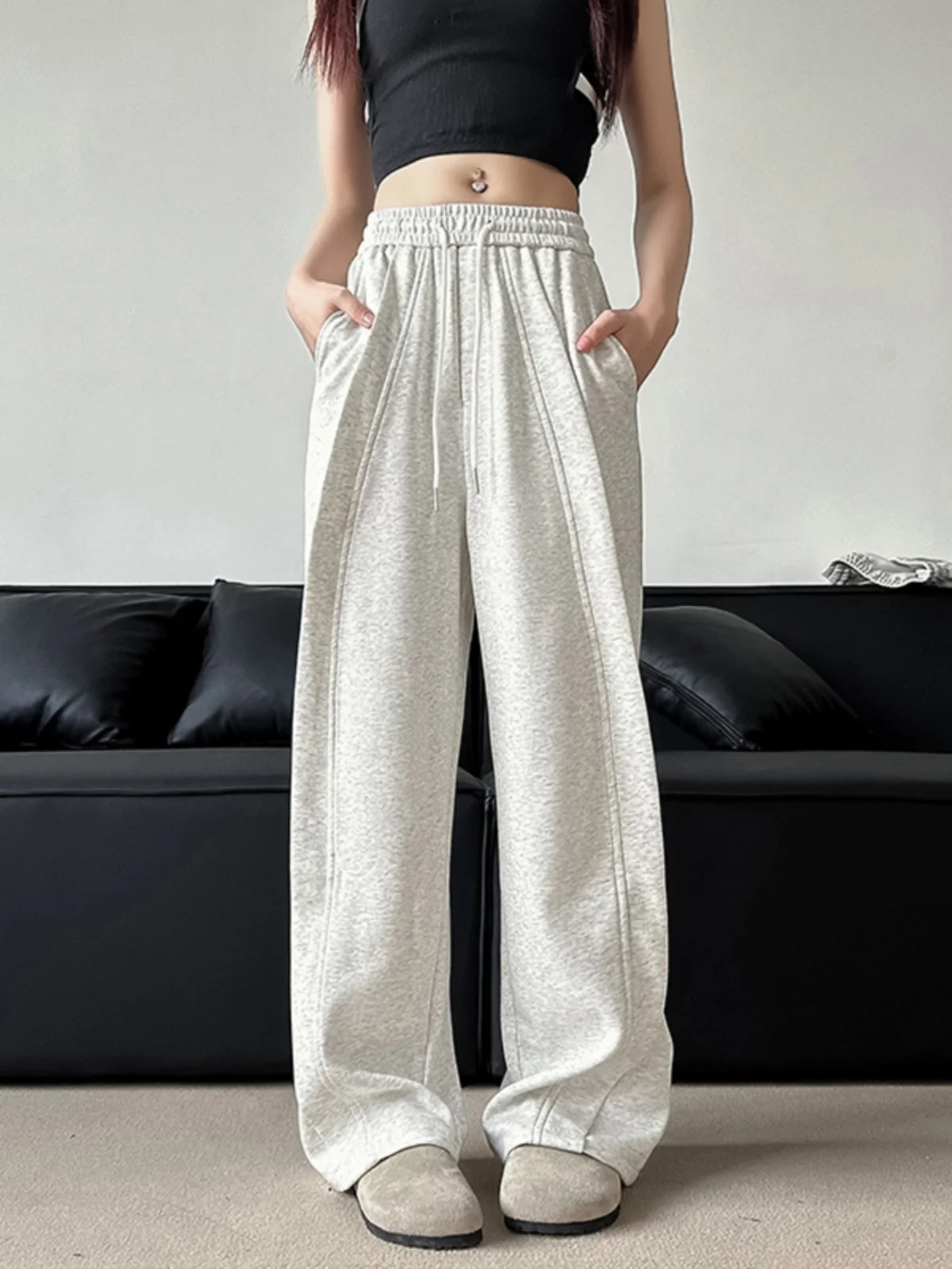 

Женские повседневные спортивные брюки с цветочным принтом и широкими штанинами в американском стиле, осенний трендовый дизайн, хит продаж