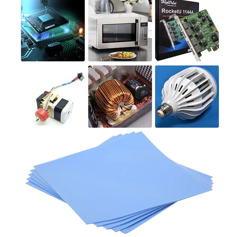 5Pcs Rubber Silicone Thermal Pad Highly Efficient Heat Resistant Heat Conduction Sheet Practical Thermal Conductivity Pad