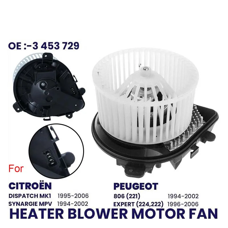 

HEATER BLOWER MOTOR FAN W/ RESISTOR LEFT FOR CITROEN DISPATCH PEUGEOT EXPERT 806