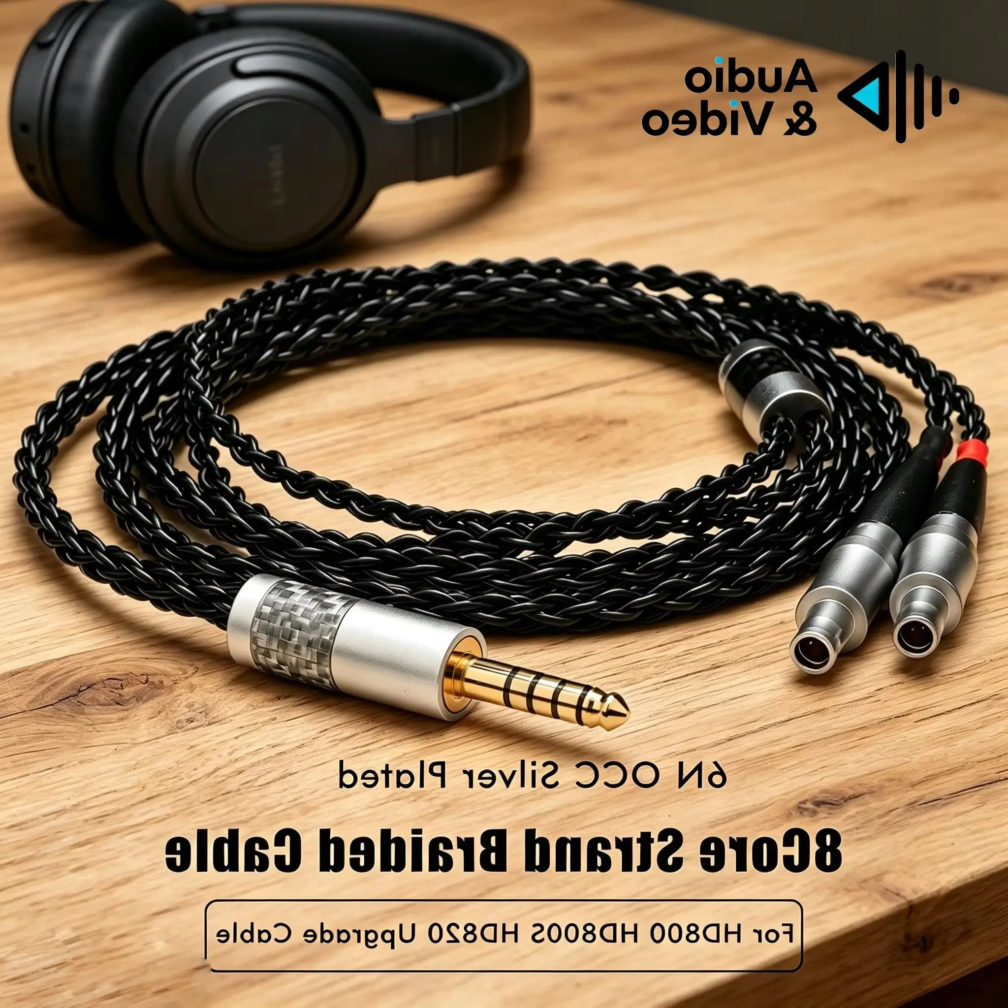 HiFi earphone cable Replacement Cable Compatible with HD800 HD800S HD820 Upgrade Cable High‑Purity Copper Wire for Hi‑Fi Sound