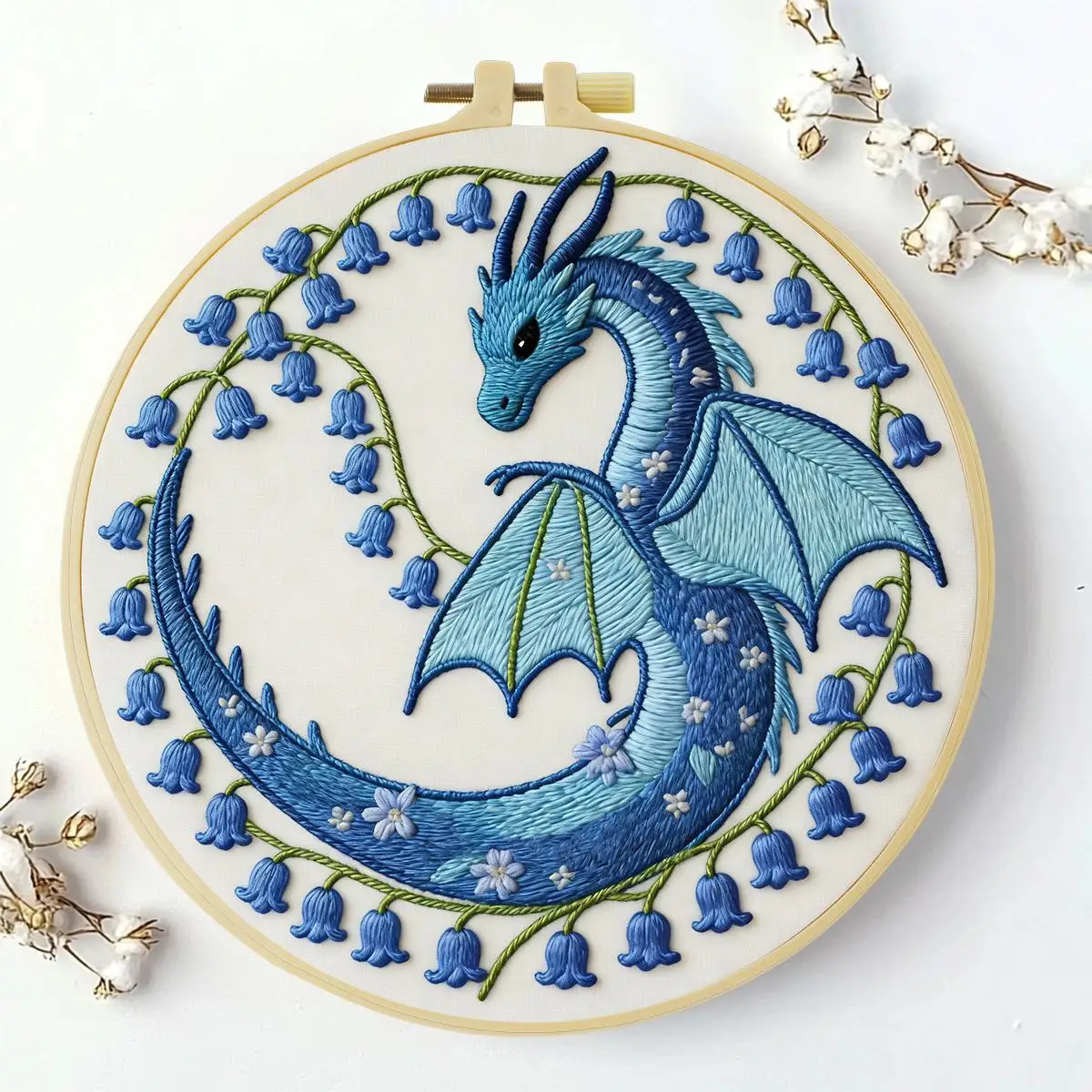 1 Stück 20X20CM/15X15CM 7,87/6,3 Zoll Das blaue Drachen-Stickerei-Starter-Kit DIY-Kit DIY-Stickerei-Set Handarbeiten Nadelkunst – Detail 3