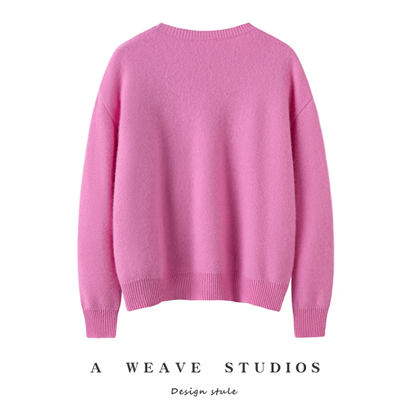 Autumn/Winter New Loose Round Neck Cashmere Sweater Women's Cartoon Monster Fashion Aging Cashmere Sweater