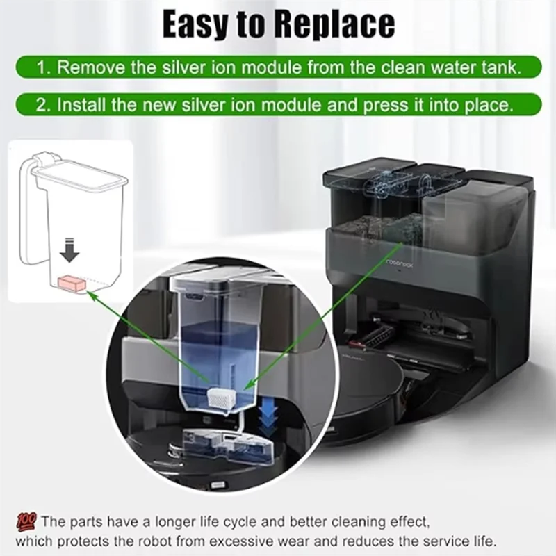A50Q-5Pack Vacuum Silver  Forroborock S7 Maxv Ultra Silver  Bacteriostatic Module Accessories