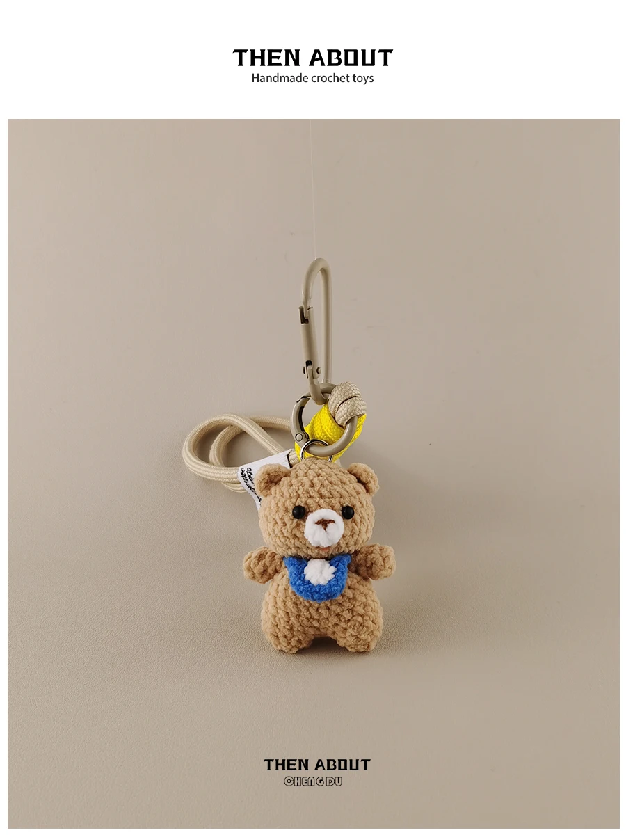 Cute Bear Keychain Bag Charm Car Key Holder Healing Style Small Pendant Lovely Bear Toy Bag Accessory Trendy Fashion Item