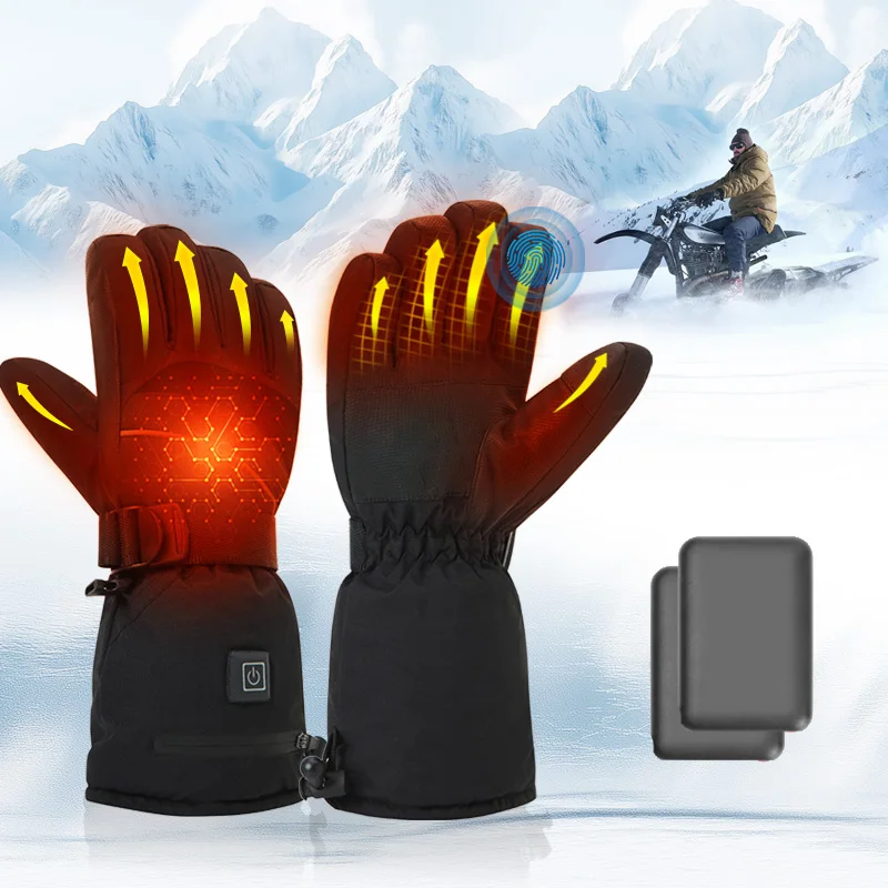 

USB Rechargeable Heated Motorcycle Gloves Waterproof Touchscreen Heated Glove for Camping Fishing Hunting Motorcycle
