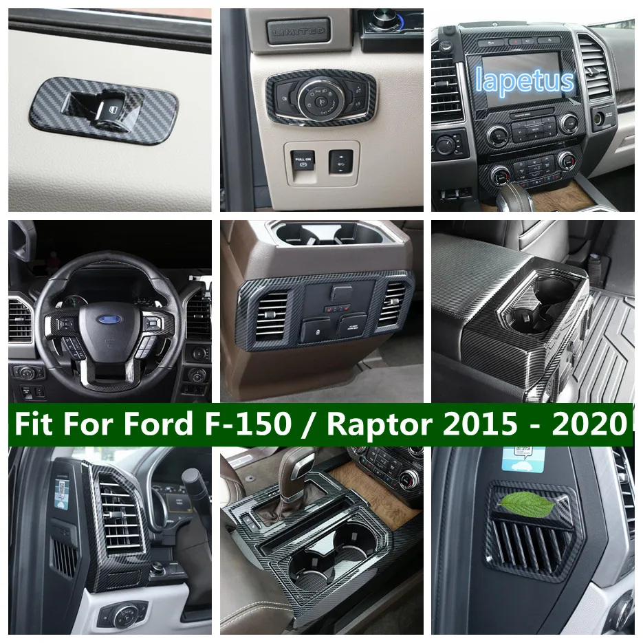 

Gear Shift Box / AC / Steering Wheel / Glass Lift Cover Trim Carbon Fiber Accessories ABS For Ford F-150 / Raptor 2015 - 2020