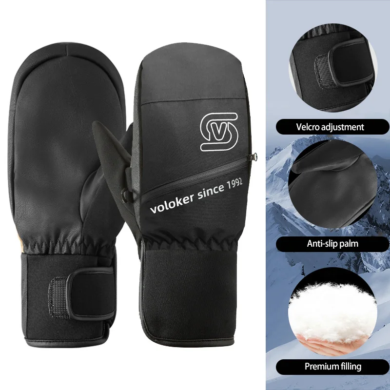 

Unisex Warm Waterproof Ski Gloves Durable Nylon Fleece-Lined Winter Gloves Unisex Cycling Gloves Winter Outdoor Gloves