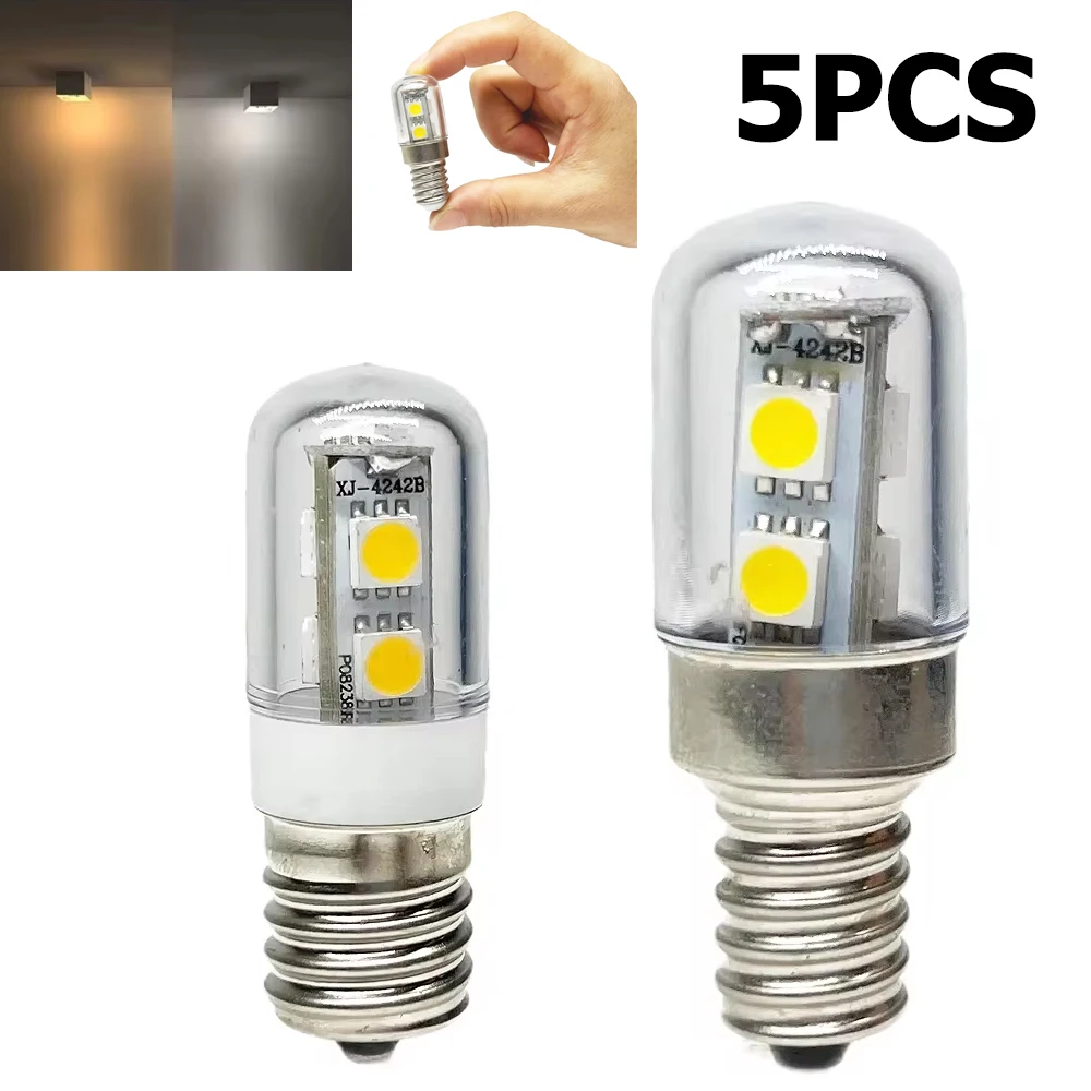 

5pcs/lot E14 E12 E17 1W LED Fridge Bulb AC 110V/220V 5050SMD LED Corn Bulbs 3000K-6000K White LED Lamp For Home Sewing Machine