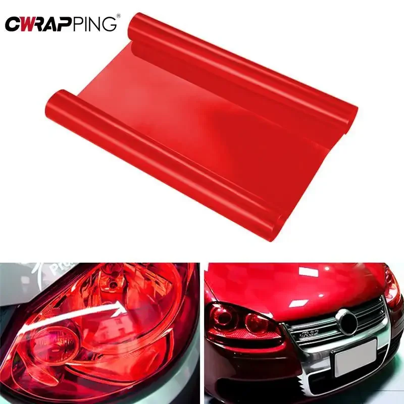 Red Car Light Film Fog Light Headlight Taillight Tint Vinyl Decal Sheet Sticker Auto Body Film Cover Universal Car Accessories image 2