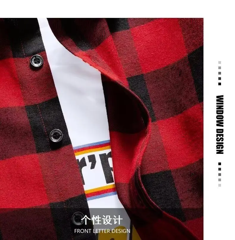 Spring Summer Plaid Shirt Men's Thin Coat Versatile Korean Style Slim Trendy Long-sleeved Shirt Boy Hong Kong Style Teenagers