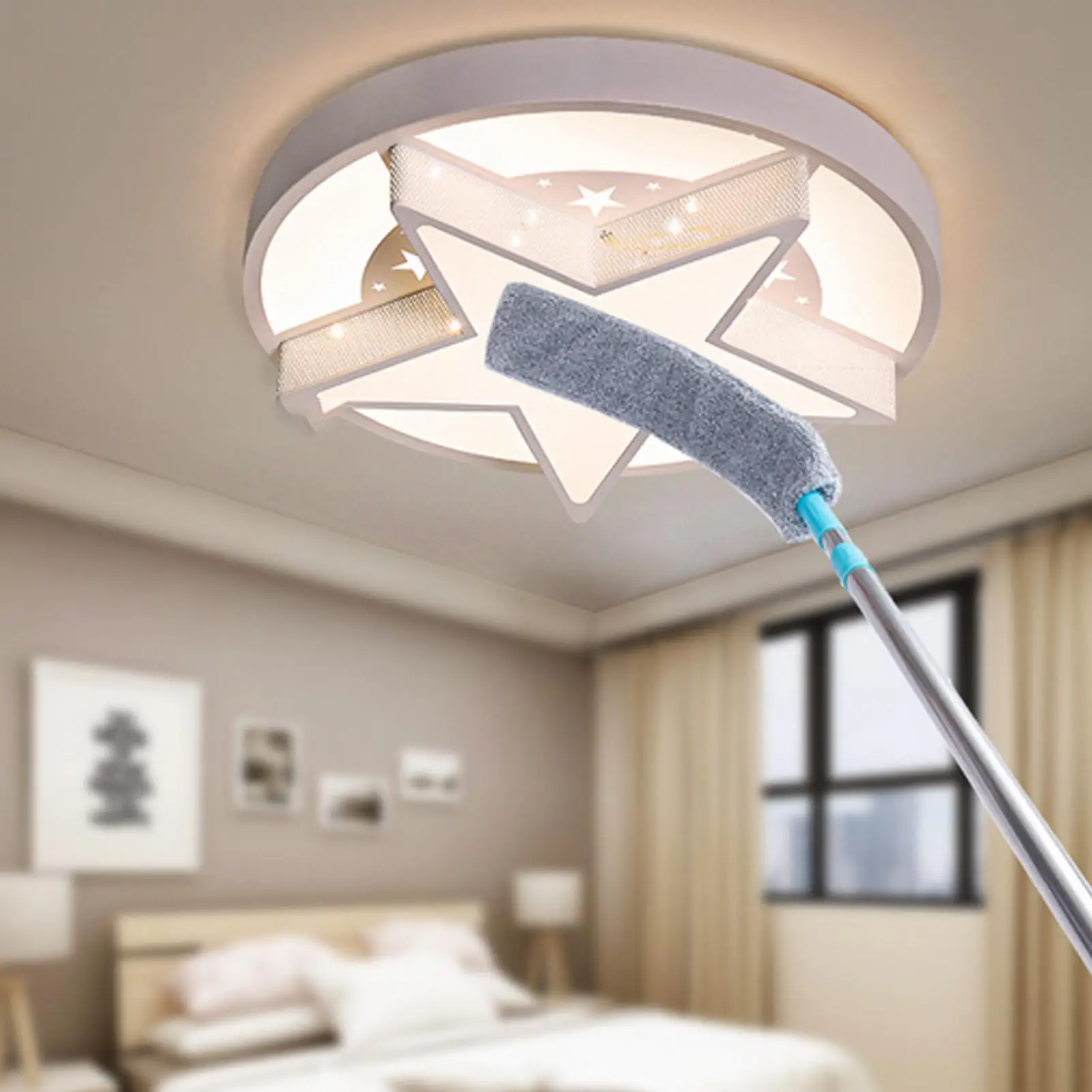 Long Handle Microfiber Flat Duster Under Appliance Cleaning Tool Retractable Dust Cleaning Artifact Extended Gap Dust Cleaner