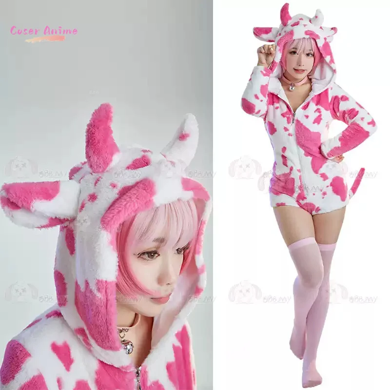 

Pink Cow Print Onesie Cosplay Costume Halloween Christmas Anime Party Game Comic Con Daily fashion Clothes