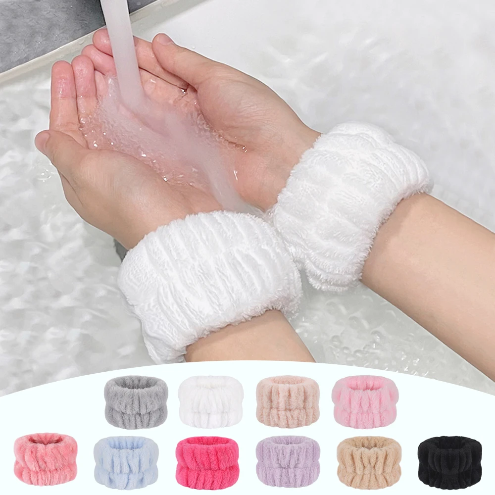 

Face Washing Cleansing Set Cuff Elastic Black Spa Wrist Washband Wristband Microfiber 10 pcs