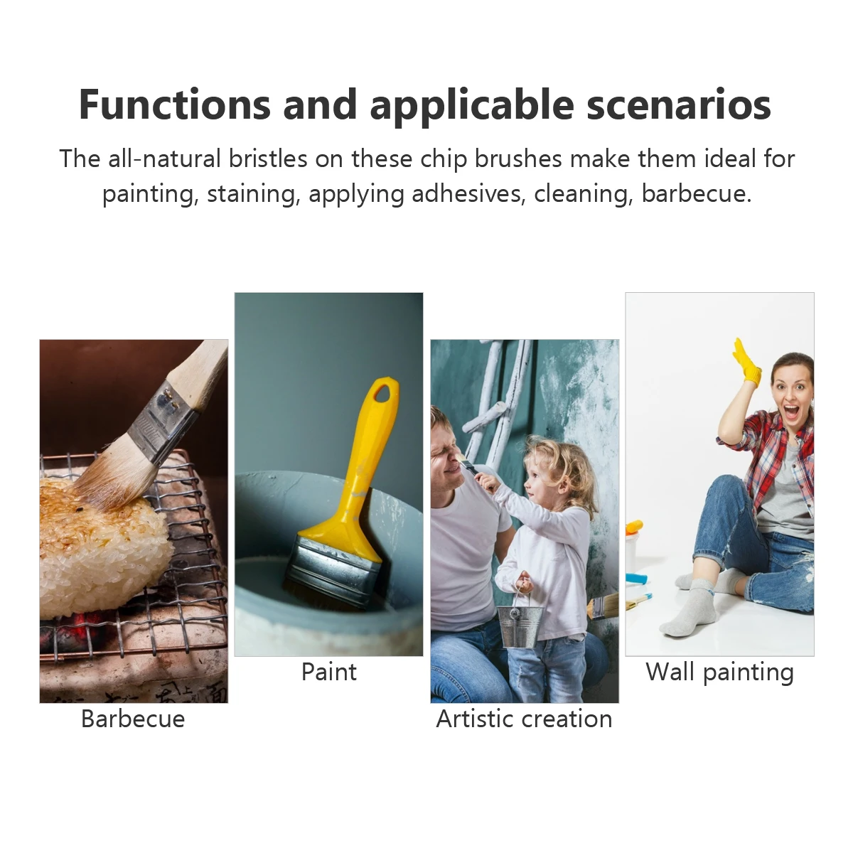 

10pcs Bristles Paint Brushes Wooden Handle Home Cleaning Tools Cooking Chip Reusable Art Painting Staining Varnish Acrylic