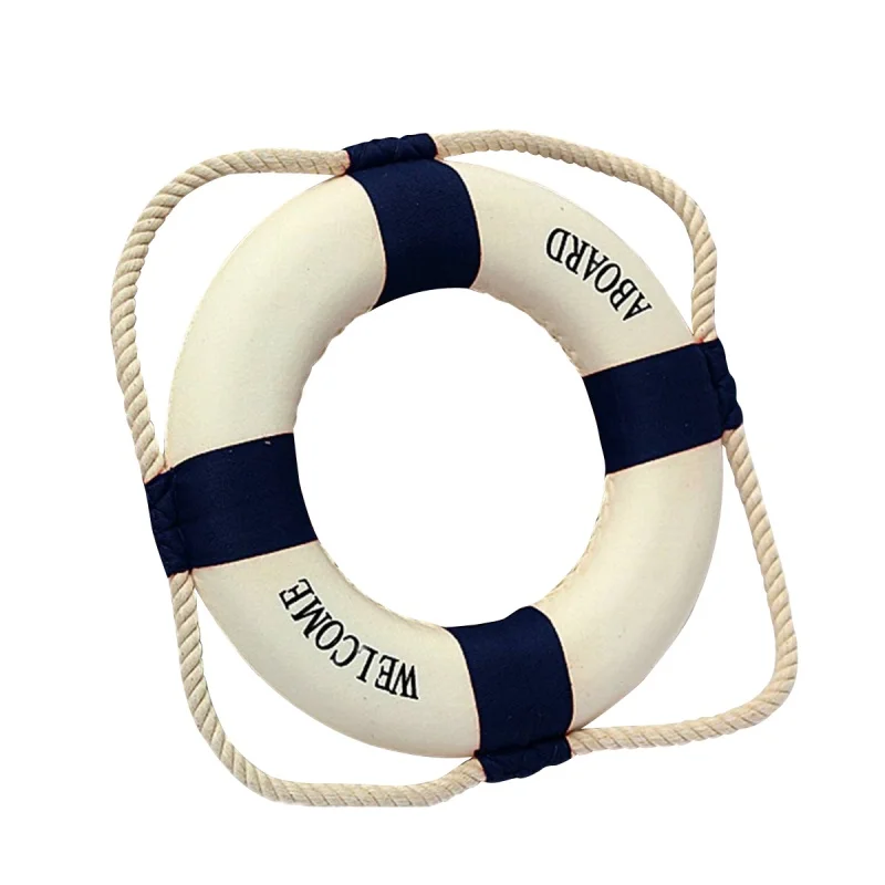 Welcome Aboard Foam Nautical Life Lifebuoy Ring Boat Wall Hanging Home Decoration Blue 50cm