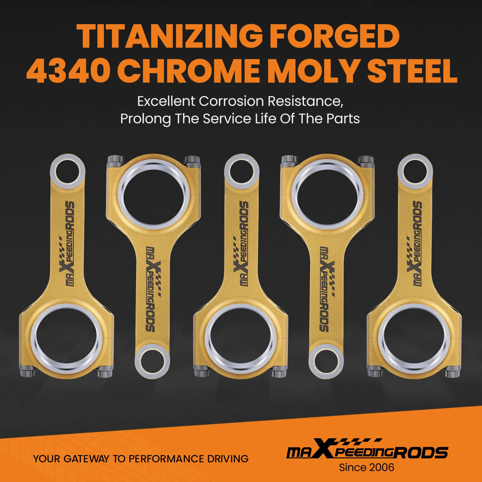 Titanizing Connencting Rods+ARP2000 Bolts Fit For Audi RS2 2.2L Turbo 5cyl 144mm