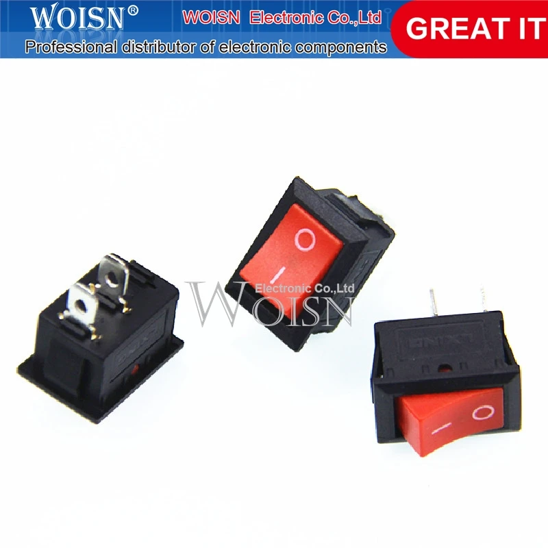 10pcs/lot 15*21mm with light 4 feet with light KCD1-104 rocker switch 6A 250V red with light