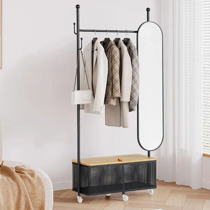 Shelf Clothes Bedroom Hanger Coats Clothing Rack Coat Racks Room Organizer Standing Floor Wall Pants Rack Para Ropa Living Home