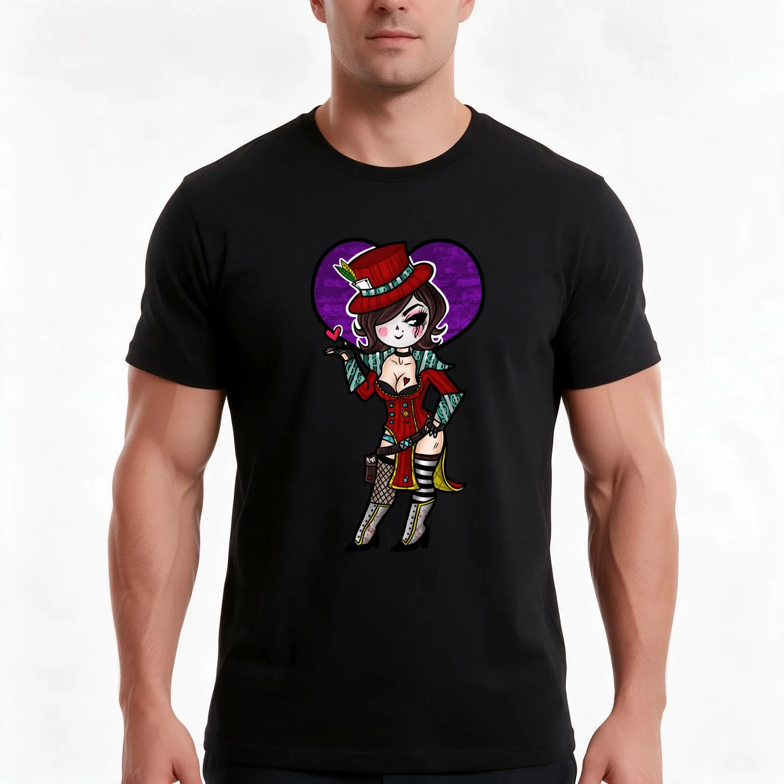 Mad Moxxi Chibi T-Shirt, Summer Casual Cotton Tee, Oversized Streetwear Tops, Vintage Graphic Print, Loose Fit Short Sleeve