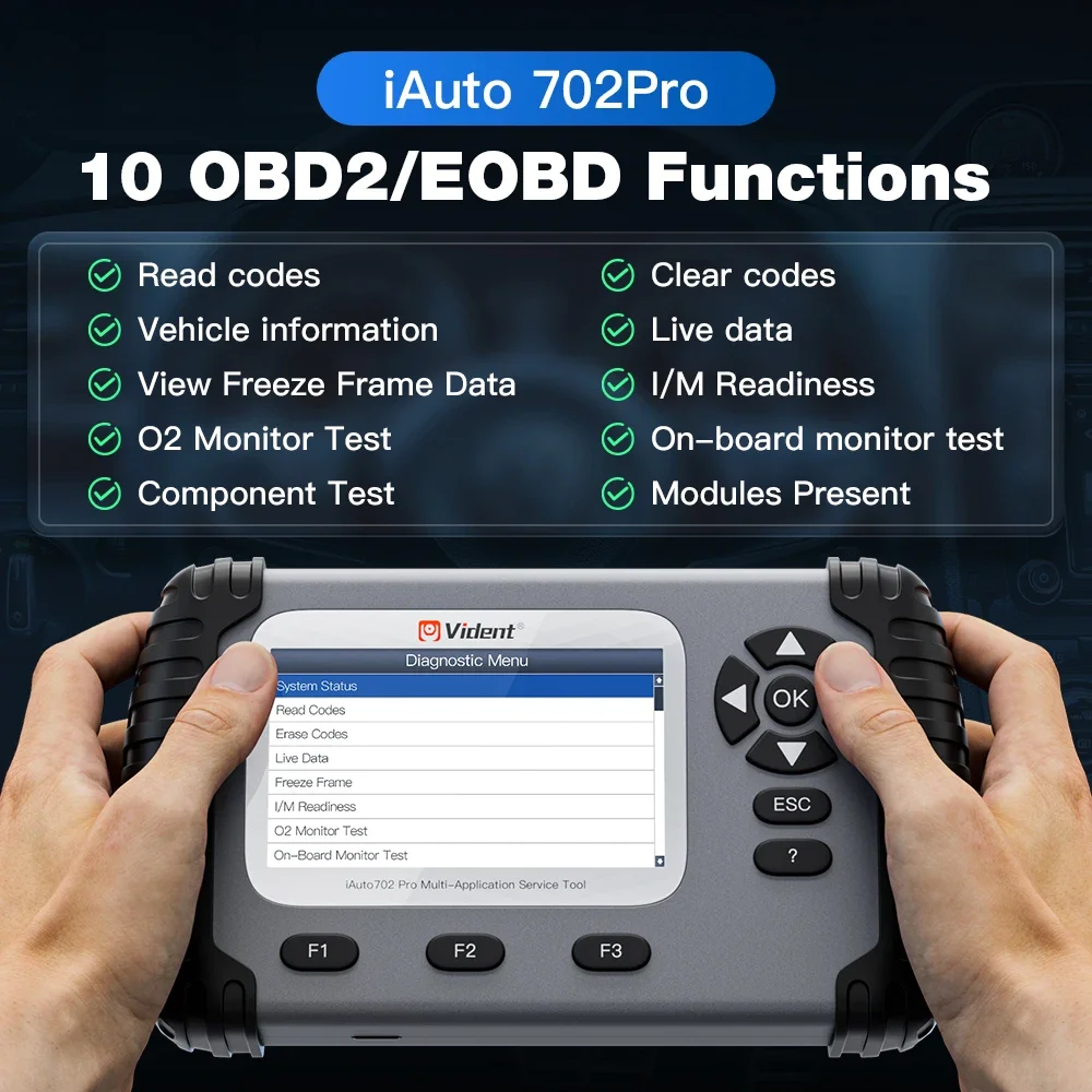 VIDENT IAuto702Pro خدمة متعددة التطبيقات IAuto702 Pro أداة تشخيص السيارة يمكن أن FD وظائف التحكم ثنائي الاتجاه