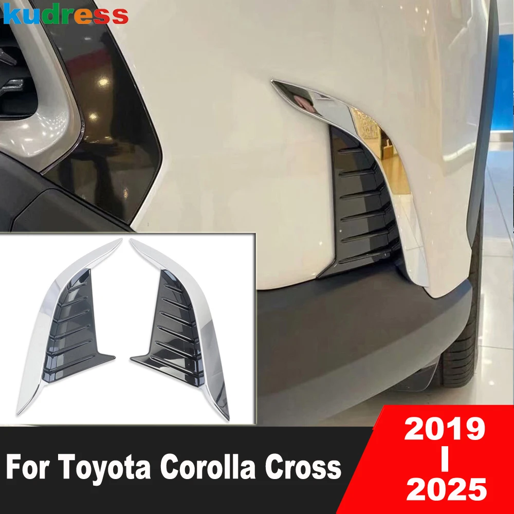 For Toyota Corolla Cross 2019-2023 2024 2025 Chrome Car Front Fog Light Lamp Eyebrow Cover Trim Foglight Eyelid Trim Accessories