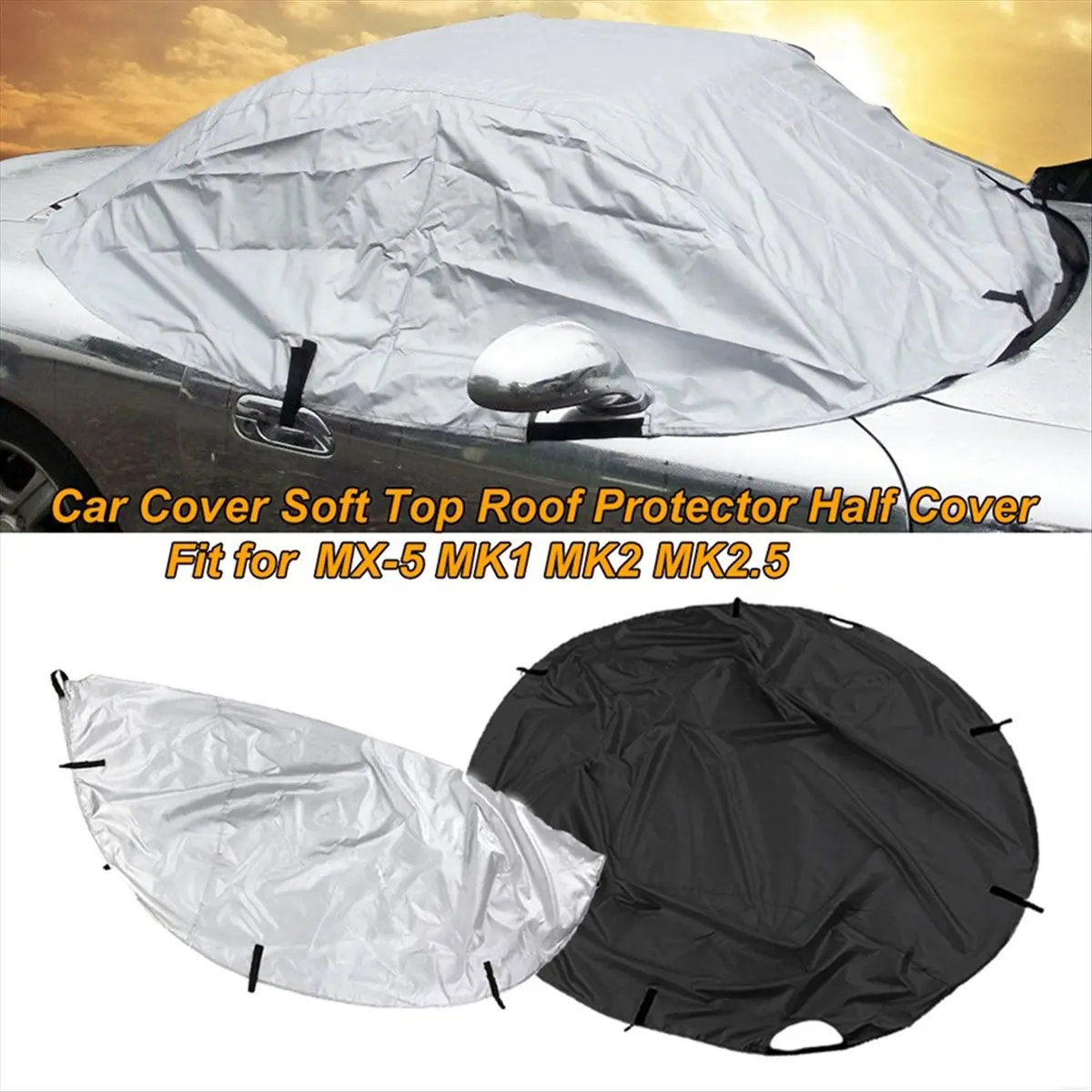 #24P 420D Car Cover Anti UV Sun Shade Dustproof Cover for Mazda Silver,Sun Shade Dustproof Cover,(420D polyester fiber)