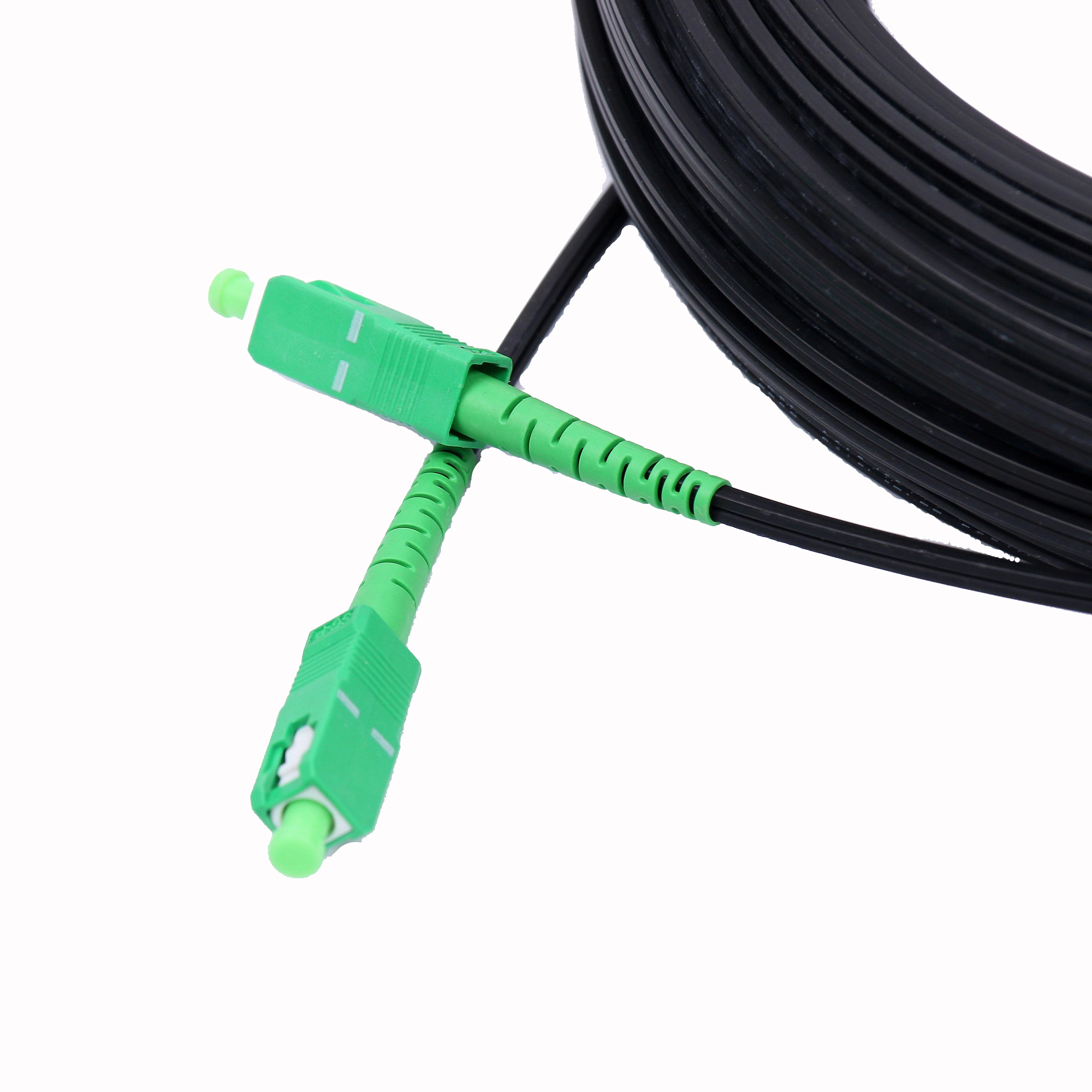 FTTH SM Simsake 100 Mètre SC/APC-SC/APC SM OS2 G657A1 1Core Incentré DstressCable Fiber Optic Patch Rack Black LSZH Jacket