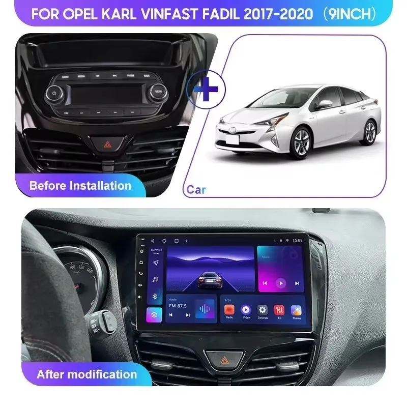 Limitation Android 14 pour Opel Karl VinFast Fadil, autoradio, lecteur vidéo, navigation GPS, Carplay sans fil, 2017-2020