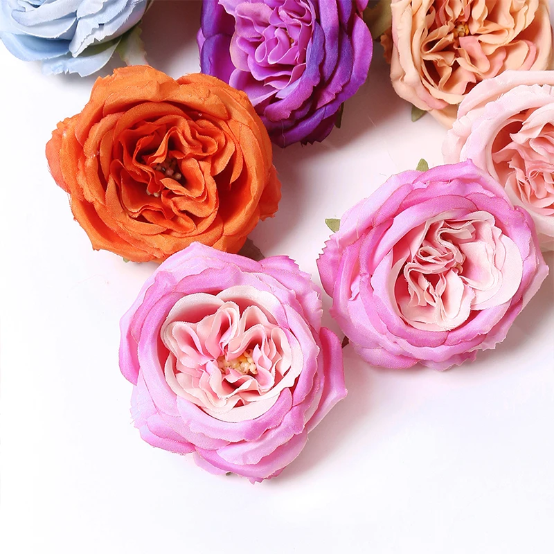 10Pcs Rose Artificial Flowers Silk Fake Flowers Heads for Home Decor Wedding Decoration Bridal DIY Wreath Ornaments Accessories