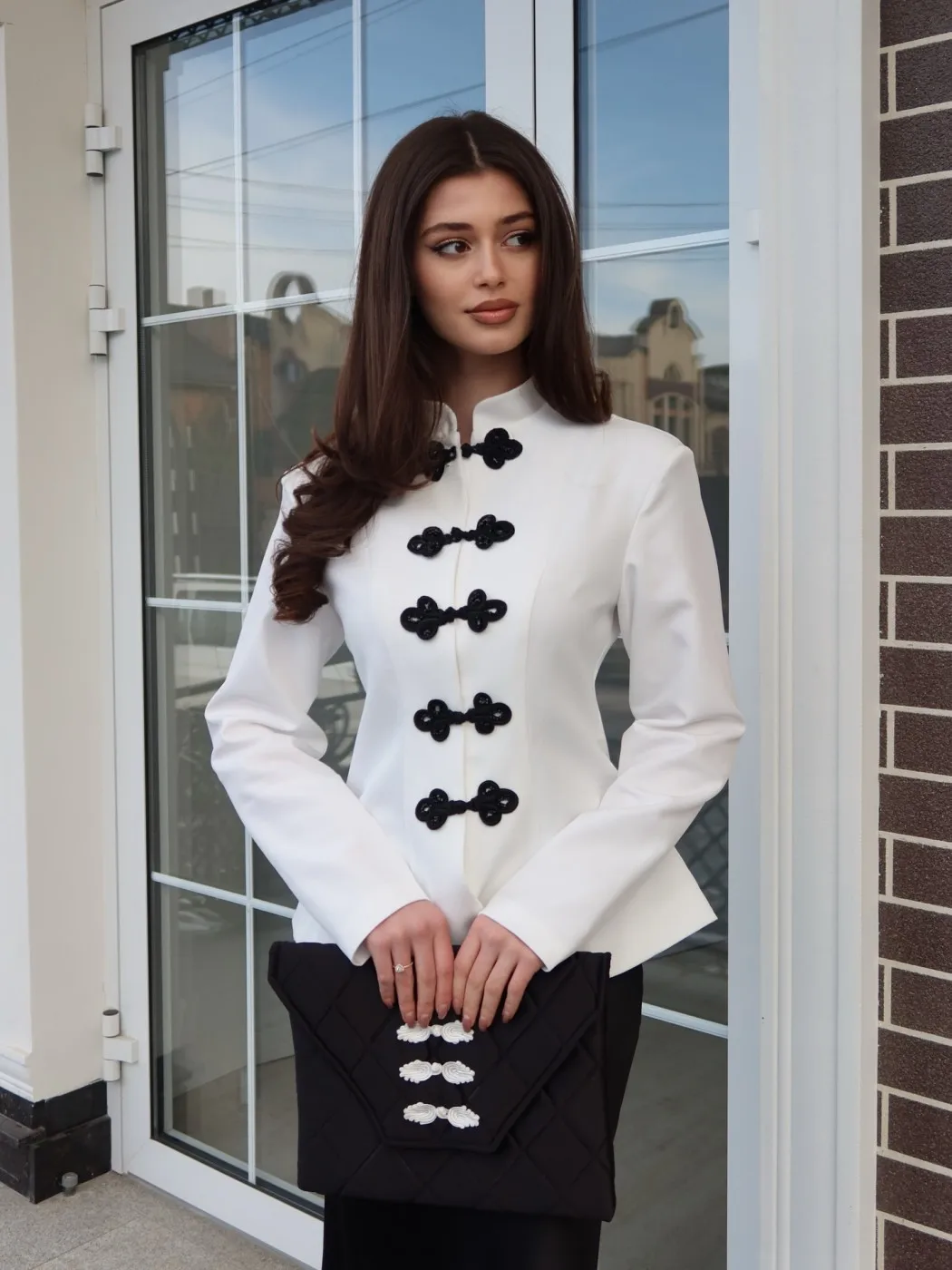 

Элегантный женский брючный костюм Allingentle из 2 предметов: приталенный пиджак и платье в китайском стиле для повседневной носки, на заказ