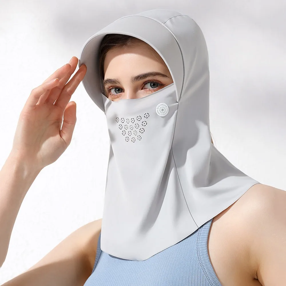 

Adjustable Full Face Visor Hat with Hair Hole UV Protection Sun Protection Mask Face Protection Sunscreen Ice Silk Mask Riding