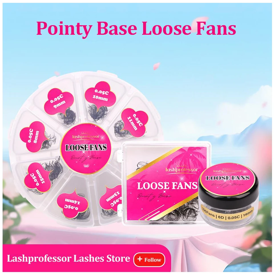 Lashprofessor 300 Fans 500 Fans Pointy Base Loose Fans Professional Medium Stem Sharp Thin Premade Volume Fans Loose Fan Lashes