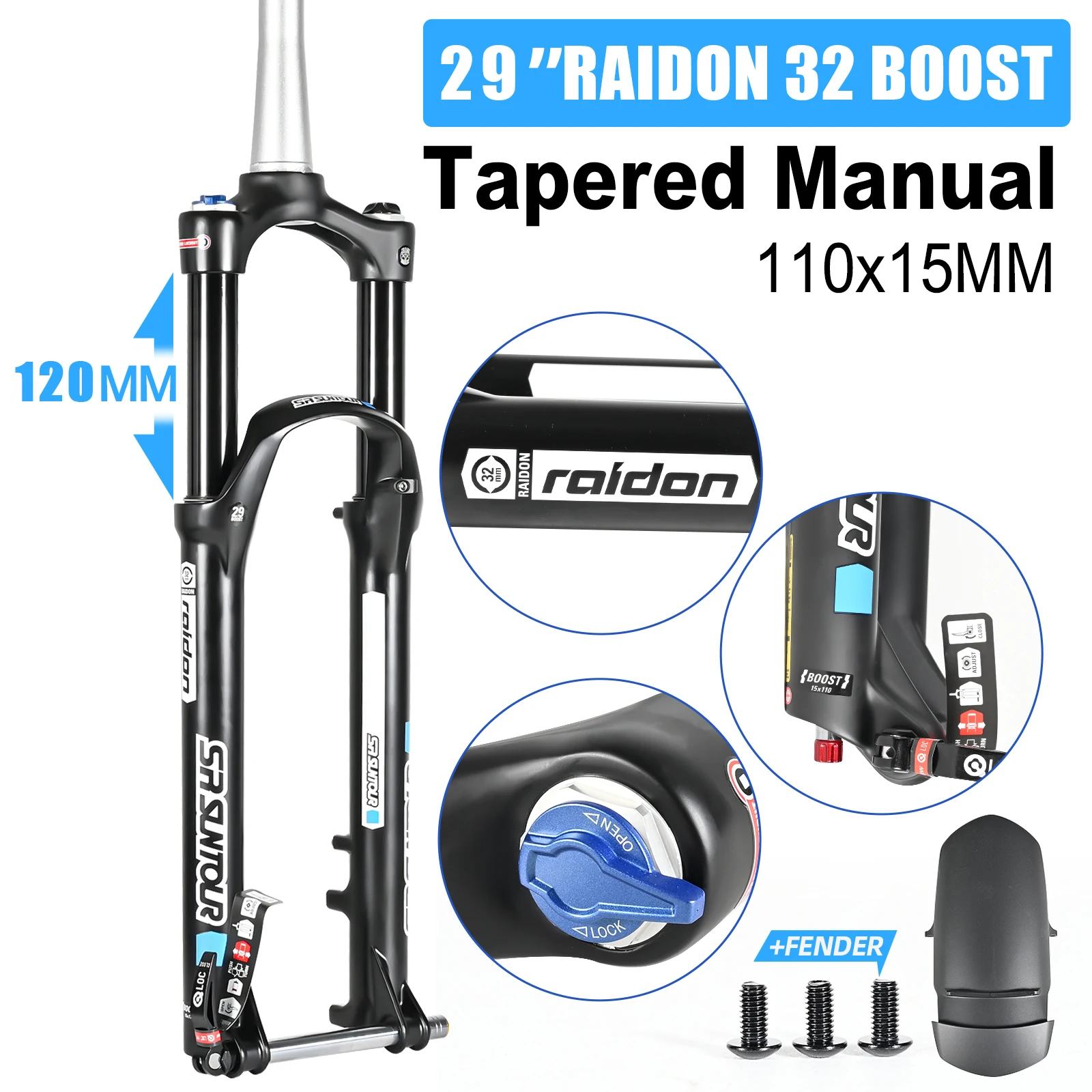 

SR SUNTOUR RAIDON BOOST велосипедные подвесные вилки 29 дюймов 120 мм горный MTB велосипед с воздушным демпфированием дистанционные вилки 110x15 мм