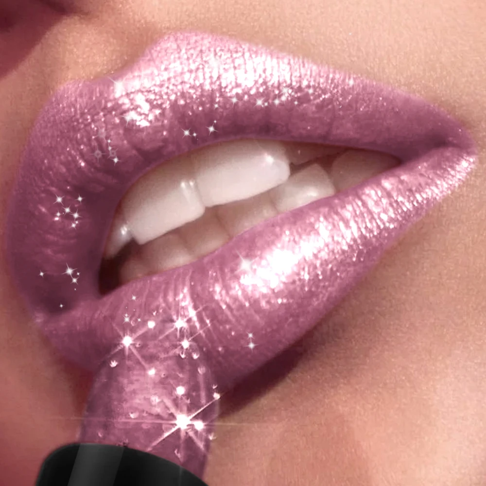 1 PC グリッターリップスティック、プレス可能な真珠光沢のあるリップスティックは、砕かれたダイヤモンド粒子のように非常に光沢があり、滑らかで長持ちします。