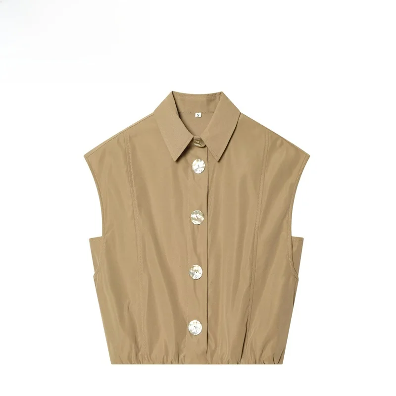 

Fashionable Sleeveless Collared Shirt for Women Breathable Polyester Fiber Casual Style Personality Versatile Quality New Arr...