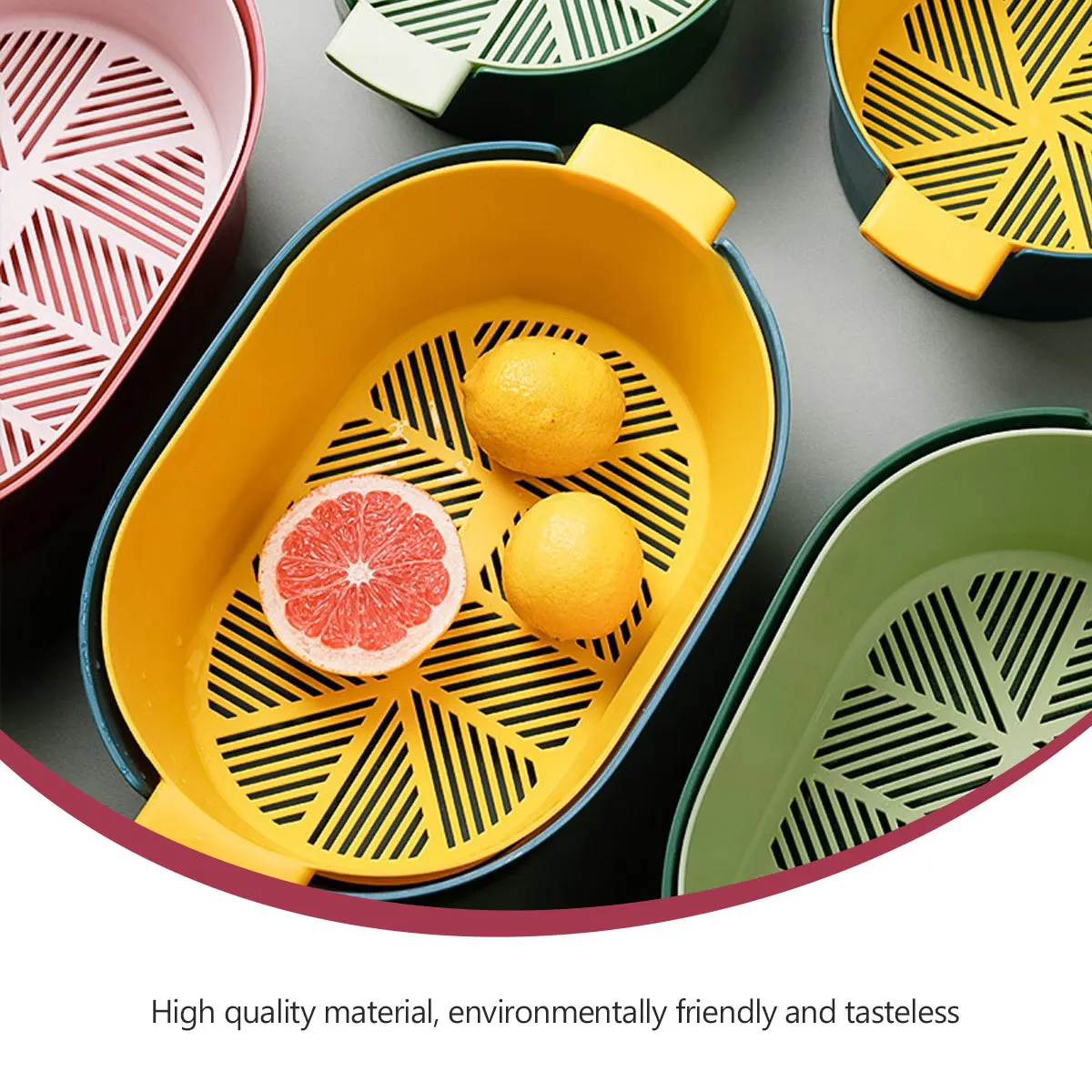 

Double Layer Drain Basket Vegetable Washing Fruit Strainer Plastic Kitchen Sink Organizer Hollow Design Fine Holes Easy