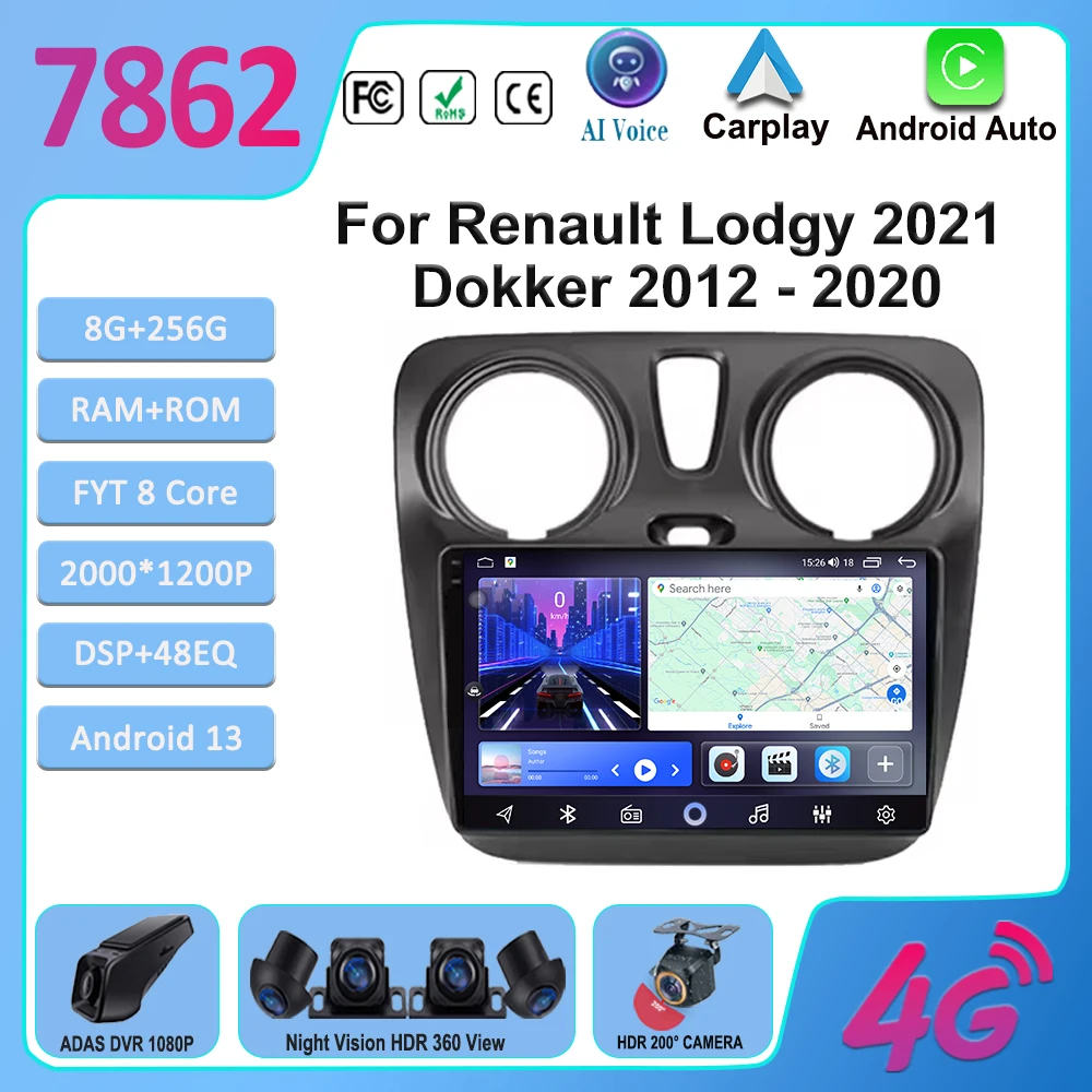 

Android13 For Renault Lodgy 2021 Dokker 2012 - 2020 Car Radio Wireless Carplay Stereo Head Unit Multimedia Player GPS Navigation