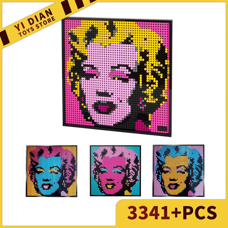 Miniso Disney Pixel Art Marilyn Monroe Painting Actress 31197 Building Blocks Adult Bricks Toys for Birthday Christmas Gifts