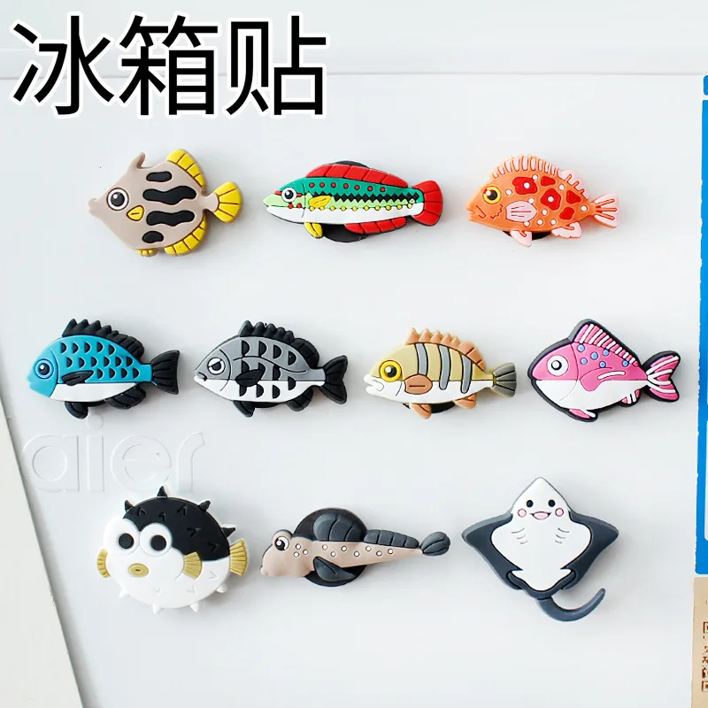

50Pcs/Lot Cute Cartoon Fish Silicone Fridge Mini Refrigerator Home Decoration Sticker Magnets Fridge Souvenir Whiteboard Magnets