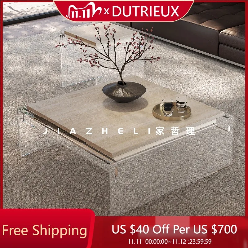 

Aesthetic Designer Coffee Table Nordic Living Room Modern Clear Coffee Table Luxury Transparent Mesas Bajas Postmodern Furniture