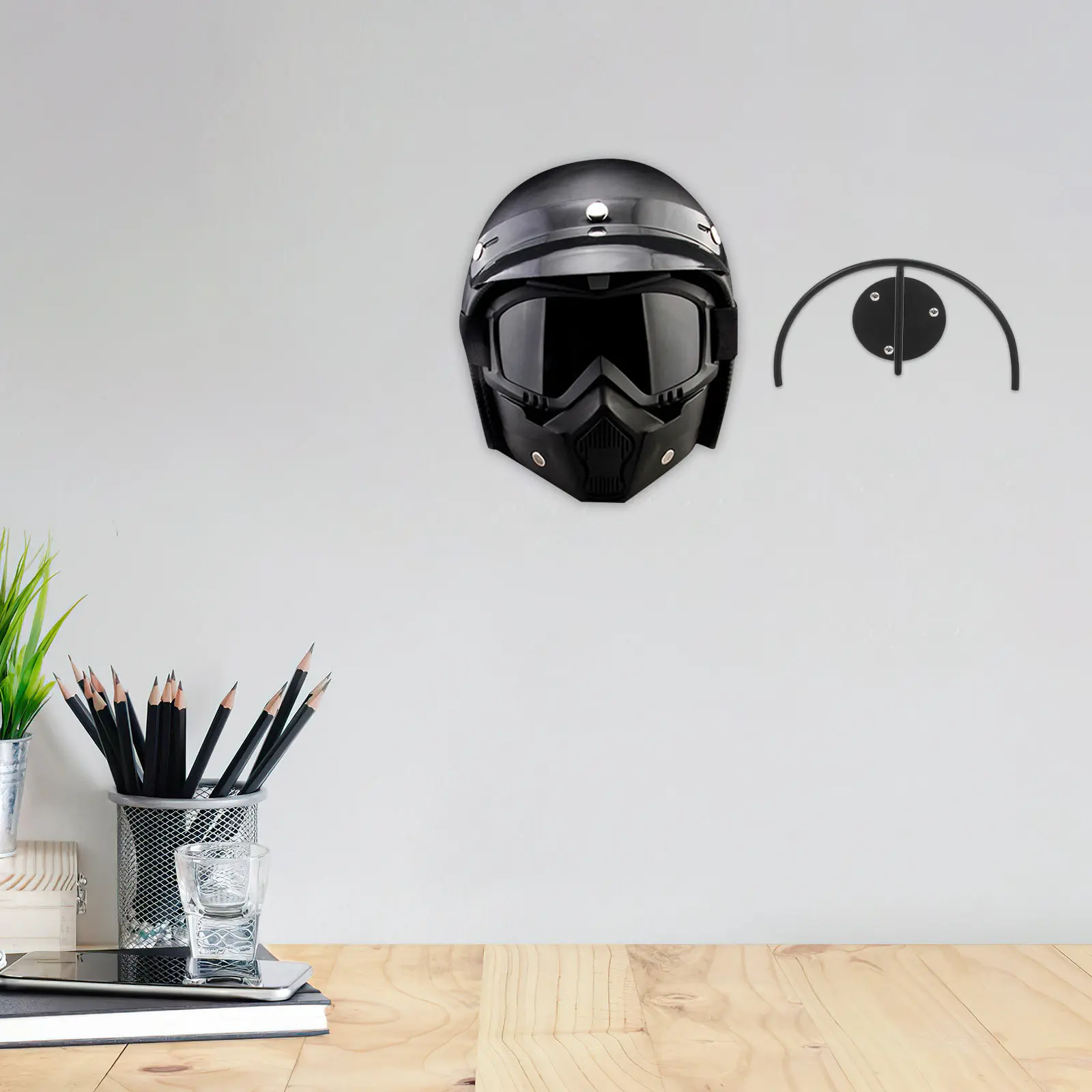 

2Pcs Wall Holder for Motorcycle Helmets Heavy Duty Carbon Steel Stand Maximizes Wall Space Semicircular Design