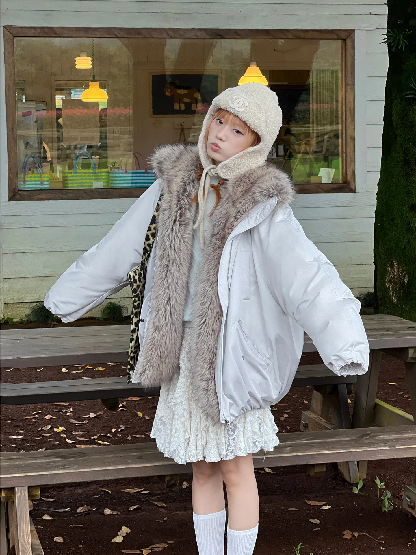 

Thiened Goose down Parka Women's Coat Winter Warm Fur Collar Snow Skiing Outwear Sli Commute Sle Straight Cut