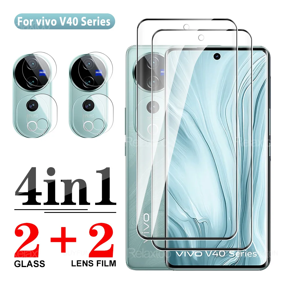 

4in1 Phone Front film For vivo V40 Pro V40 Lite V40Pro 5G Camera Screen Protector Full cover Tempered Glass on VivoV40 Pro 6.78"