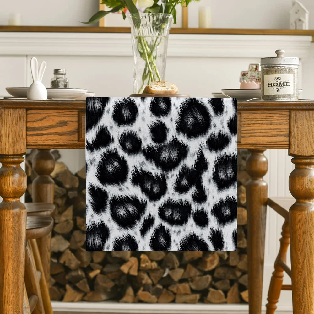 Leopard Print Geometry Table Runner Kitchen Dining  Table Decoration for Indoor Outdoor Home Table Runners Dining Long Cloth