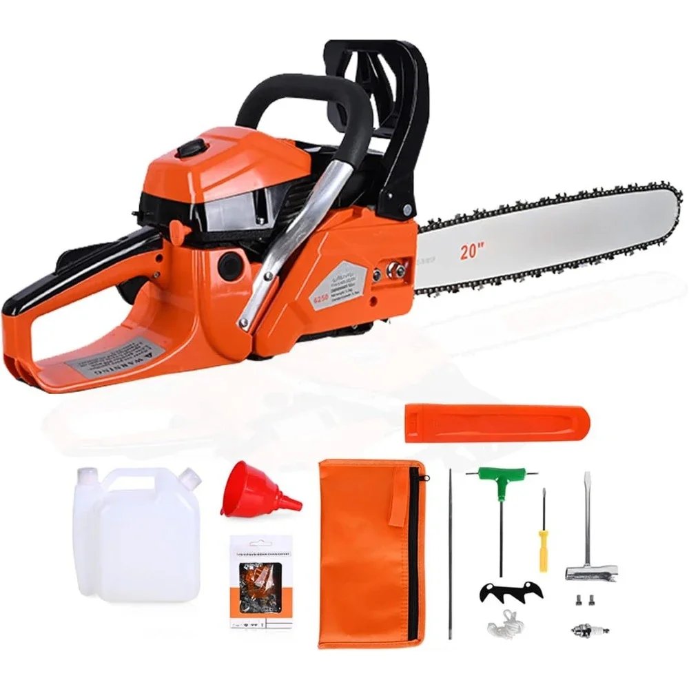 Gas Chainsaw 62CC Power Chain Saw 20 Inch Guide Board Chain saws 2-Cycle Gasoline Handheld Cordless Petrol Chain Saws