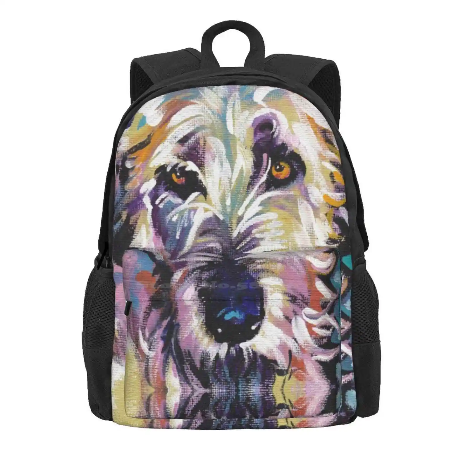 Irish Wolfhound Dog Bright Colorful Pop Dog Art Hot Sale Schoolbag Backpack Fashion Bags Irish Wolfhound Sighthound Colorful