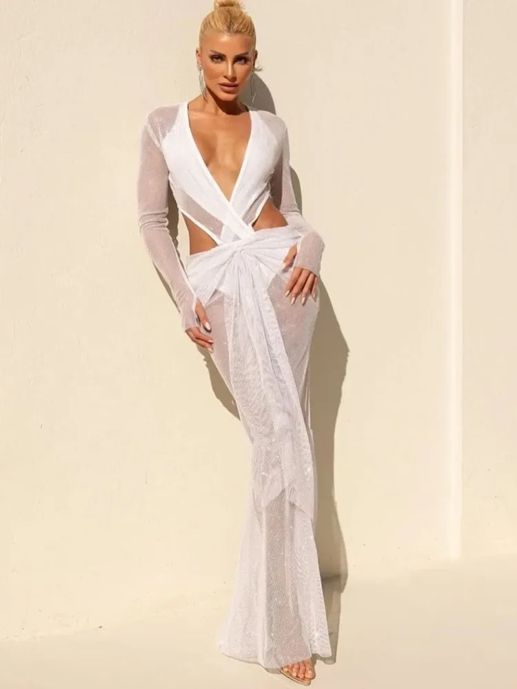 

Summer Cover Ups Women Swimsuit V-Neck Long Sleeve Robes Bathing Suit 2026 New Print Beach Holiday Maxi Dresses Cover-Up